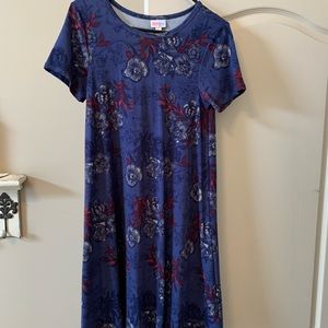 Deep purple blue floral Carly dress EUC